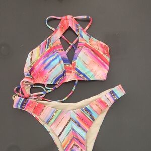 Luli Fama Multicolor Striped Bikini